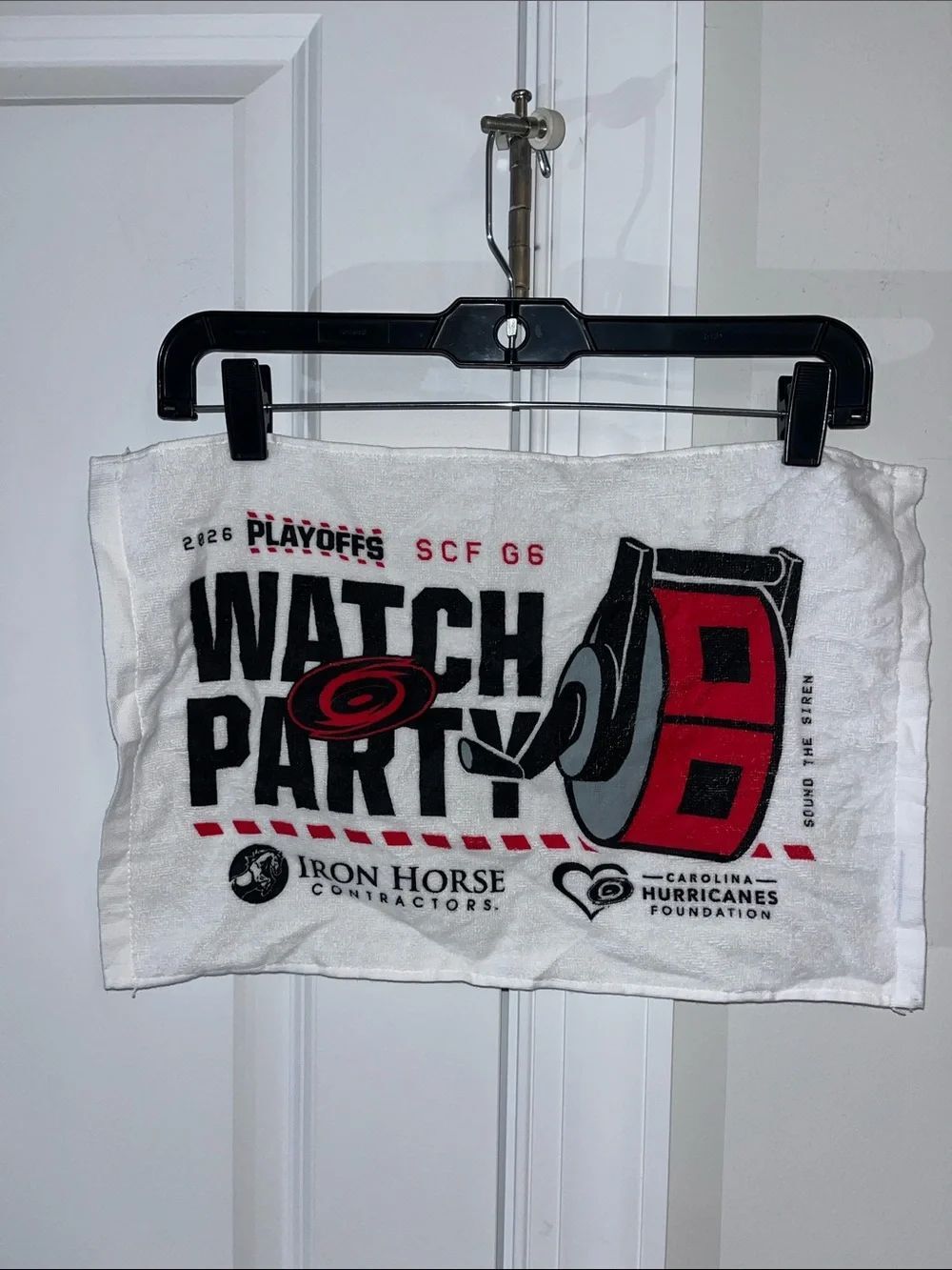 17”x11 Carolina Hurricanes SCF Watch Party Game 6 towel 2026 Stanley Cup Winners